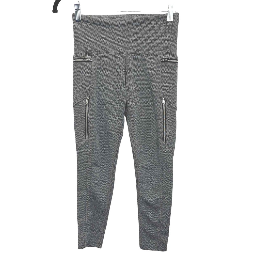 Athleta High Rise Leggings Womens XS Gray Herringbone Zipper Pocket Yoga Pants - Picture 4 of 11